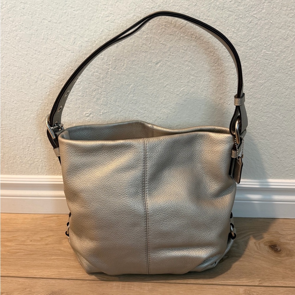NWOT - Coach Metallic Silver Leather Hobo Shoulder Bag